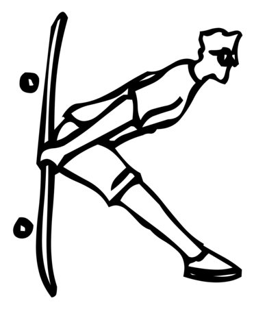 Skateboard Letter K Coloring Page